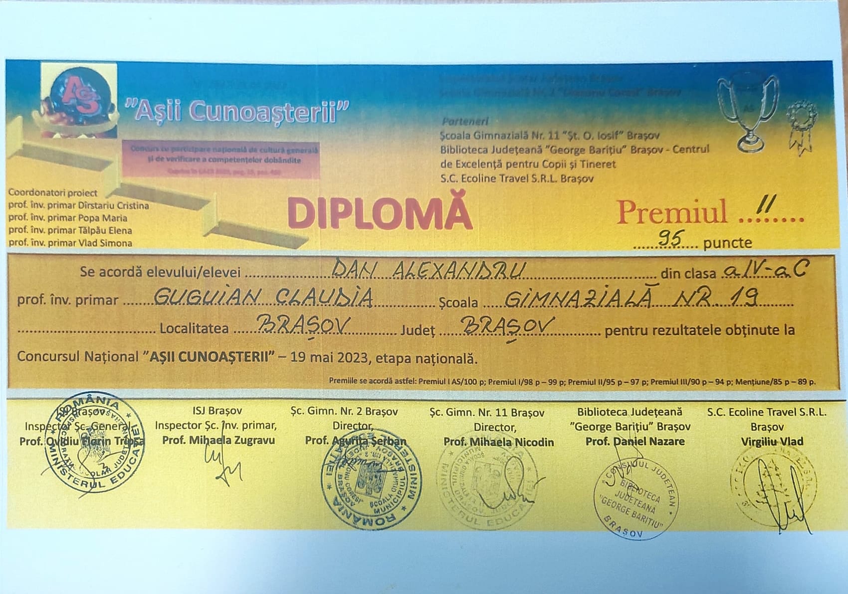 🥈 Așii Cunoașterii – 2 Diplomas (2nd Prize, 2nd Prize)
